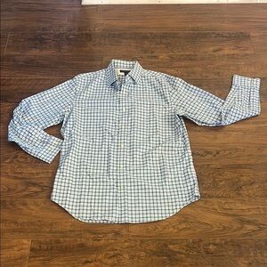 Banana Republic Blue and White Casual Button Down Shirt Sz. L 16-16 1/2